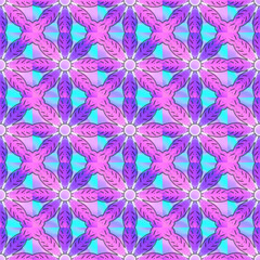 Colorful Geometric Flower Pattern in Pastel Pink and Blue Tones