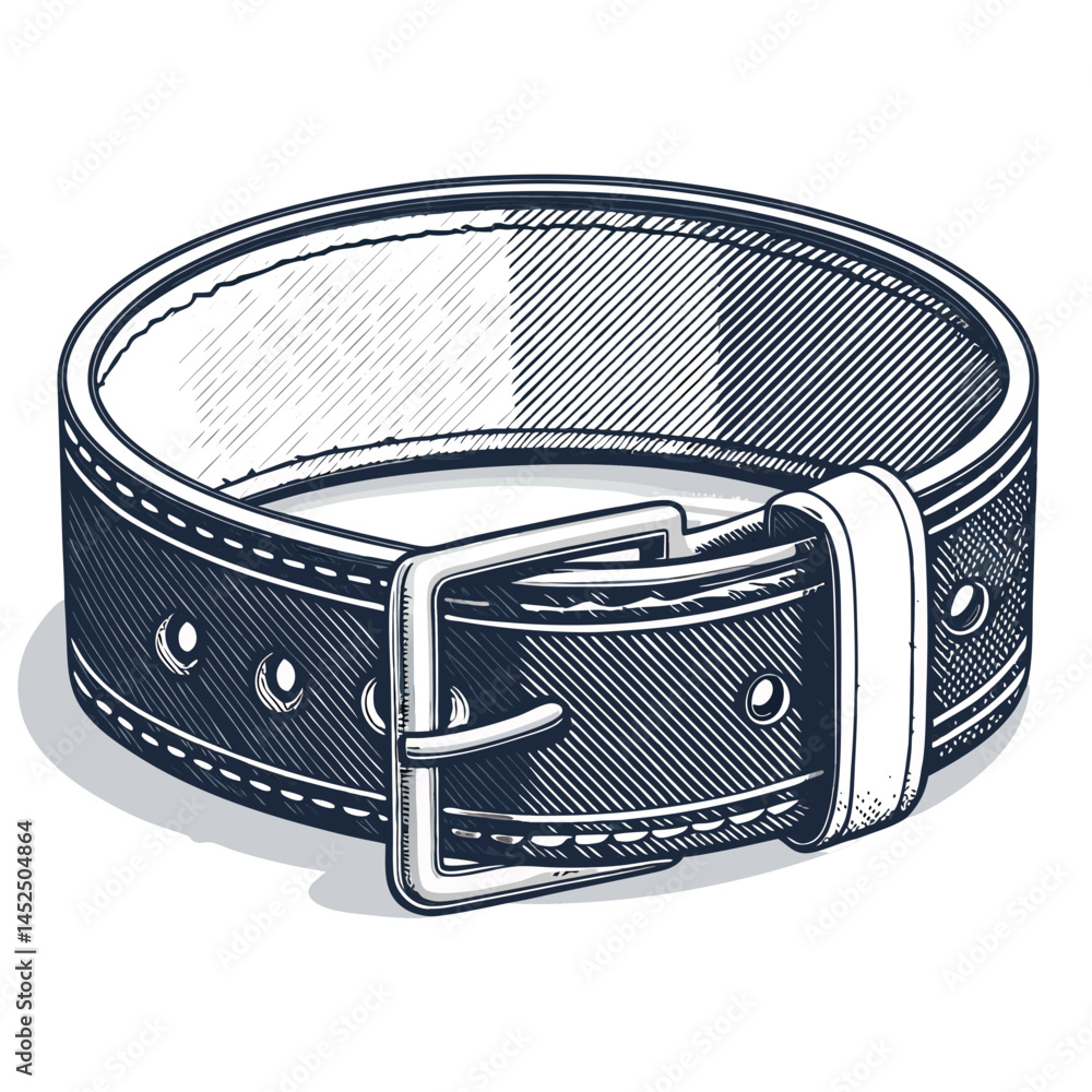 Poster create a vector illustration of a weightlifting belt with a bold, thick stroke. the design should be