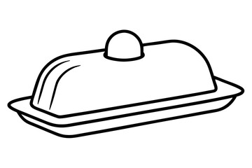 Butter Dish Line Art Vector Illustration
