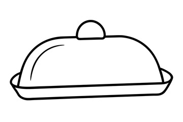 Butter Dish Line Art Vector Illustration