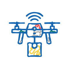 drone delivery icon doodle illustration