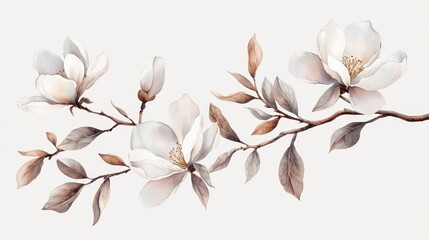 Magnolia flower branch sticker for an elegant touch
