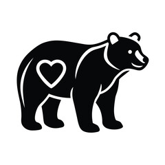 bear icon monoline heart vector art