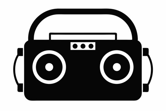 black boombox with white speakers clip art preview