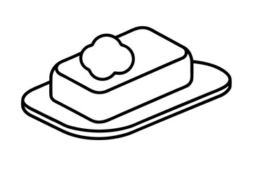 Soap Bar On Tray Line Art Vector Illustration