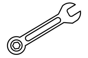 Socket Wrench Line Art Vector Illustration
