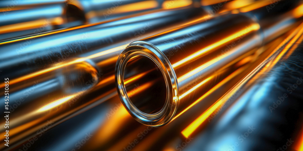 Poster reflections of light and color through abstract glass tubes in a dynamic photorealistic setting