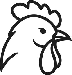Rooster Head Line Art – Simple Farm Animal Outline Illustration

