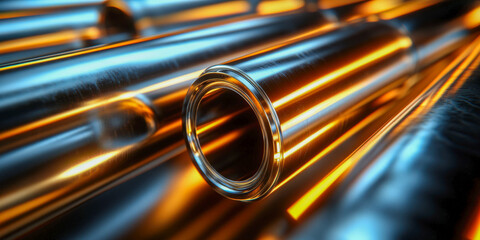 Naklejka premium Reflections of light and color through abstract glass tubes in a dynamic photorealistic setting