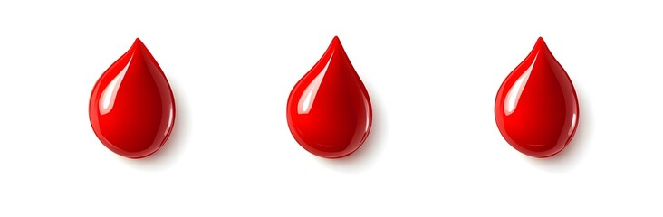 Obraz premium Three Red Drops on White Background