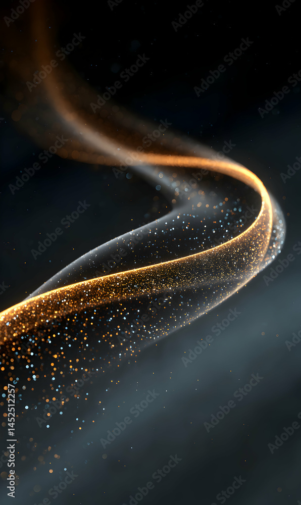 Poster golden particle stream floating gracefully through the dark void a shimmering celestial phenomenon c