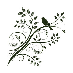 abstract floral background sitting on branch of  tree