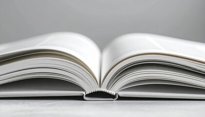 Obraz premium Opened Book: A close-up captures the open pages of a book, its crisp white pages beckoning to be read, inviting intellectual curiosity and learning.