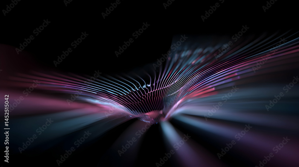 Poster ethereal light trails creating a mesmerizing tunnel of luminescence with a gradient flow effect
