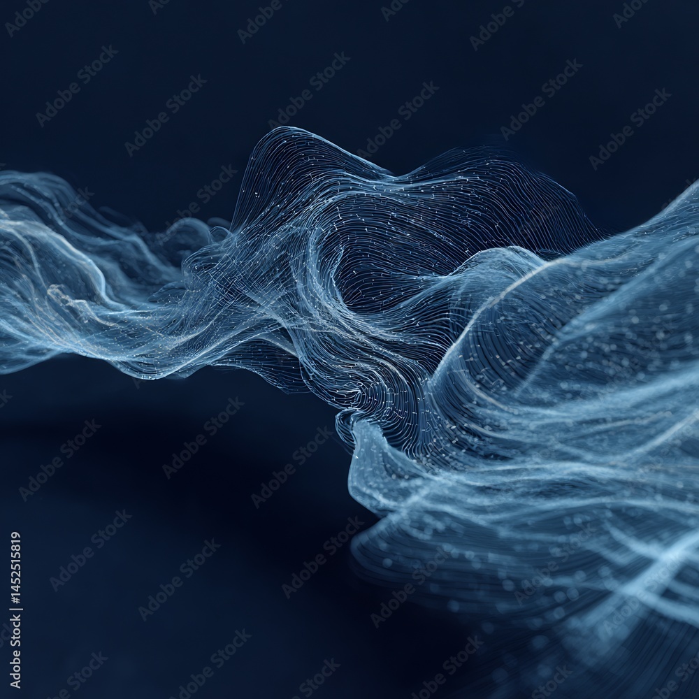 Aufkleber ethereal blue abstract flowing lines create a captivating digital nebula effect