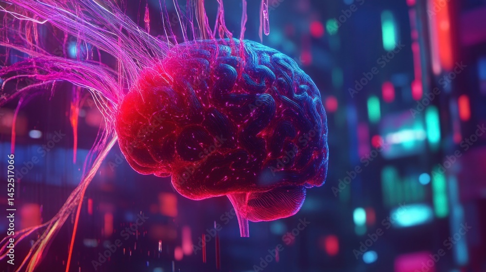 Poster neural network, futuristic brain