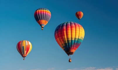 Obraz premium Colorful Hot Air Balloons Soar High Above, A Breathtaking Aerial View. Experience the Serenity of Flight.