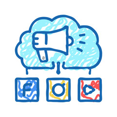 media marketing icon doodle illustration
