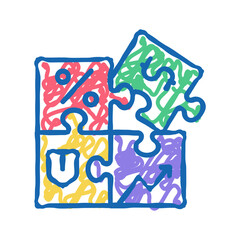 Fototapeta premium puzzle for create business icon doodle illustration