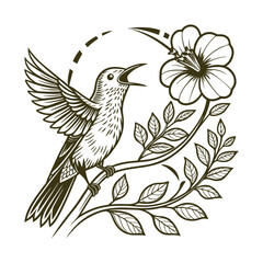 Obraz premium vector illustration of a bird with flowers