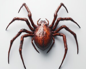 Realistic depiction of a large brown spider with long legs, showcasing intricate details and textures against a smooth light background