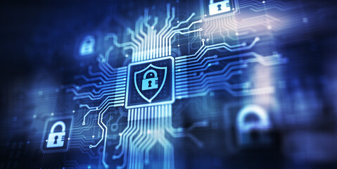 Obraz premium Cyber security, Information privacy, Data protection. Internet and technology concept on virtual screen.