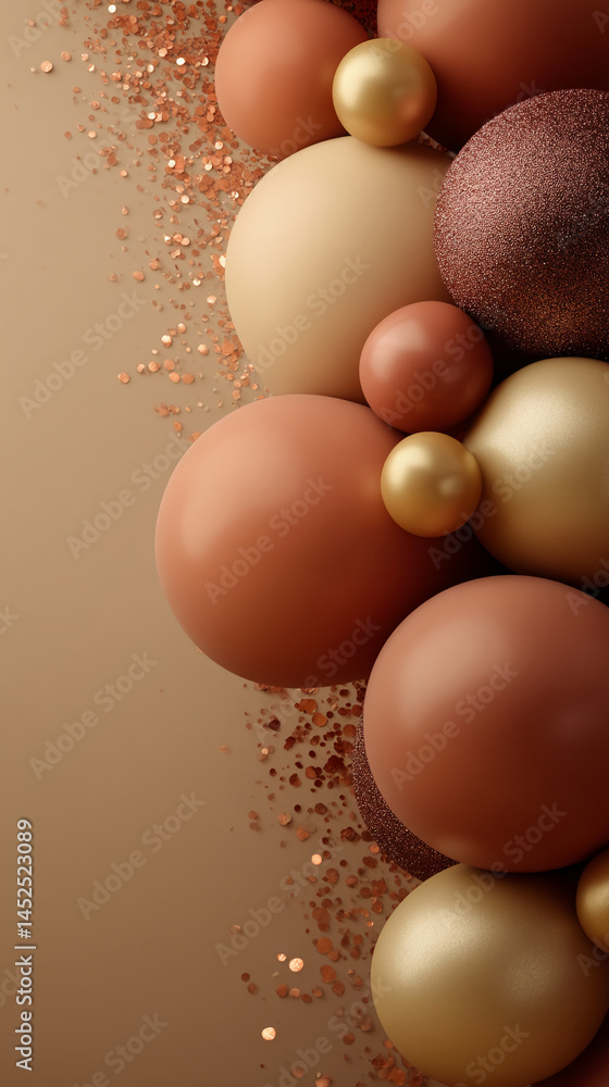 Aufkleber abstract image of bronze and beige spheres with copper glitter, creating a luxurious and elegant com