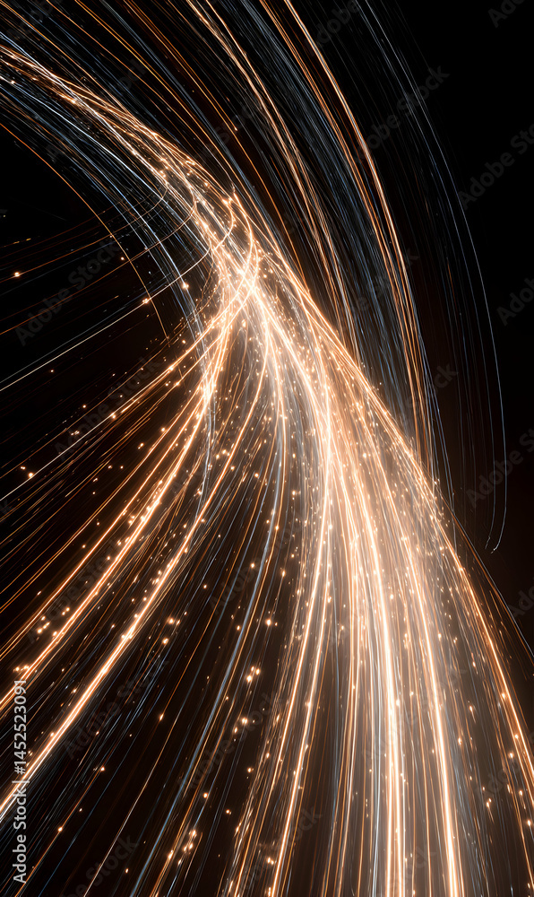 Poster luminous pathways of light weaving through the darkness with a sense of ethereal energy flow