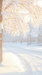 Snowy Branches and Winter Street Scene