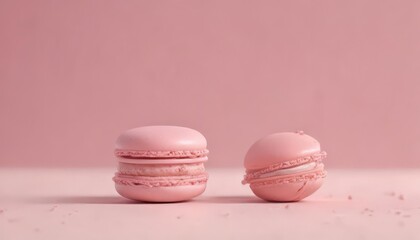 Fototapeta premium Delicate pink macaron, centered, soft pink backdrop, pastel, color