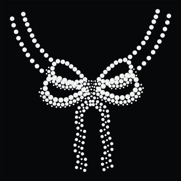 Bow necklace rhinestone hotfix print design, Neckline decor and t-shirt sticker roundup hotfix rhinestones motif crystal heat transfer design, Rhinestone hotfix bow necklace
