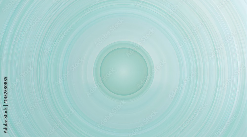 Poster aqua vortex: abstract artistic image featuring concentric circular patterns in shades of aqua and wh