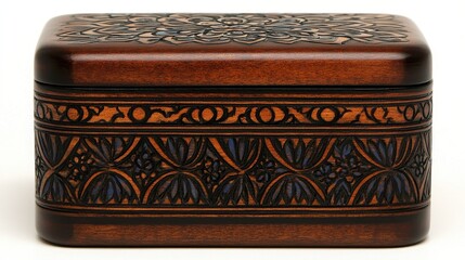 Intricate Wooden Box with Beautiful Carved Design and Patterns
