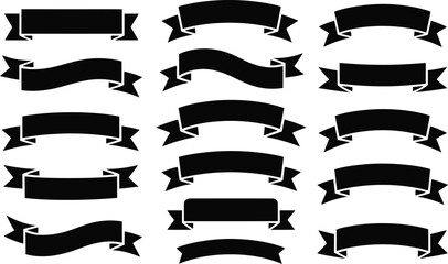 Black Banner Vector Pack: Assorted Ribbon and Scroll Designs