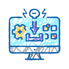 pups cyberspace crime icon doodle illustration