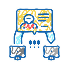 man in middle attacks icon doodle illustration