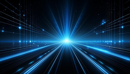 Obraz premium Attract Blue Line Movement, Abstract Wave Line, Light Technology Background, Copy Space...,