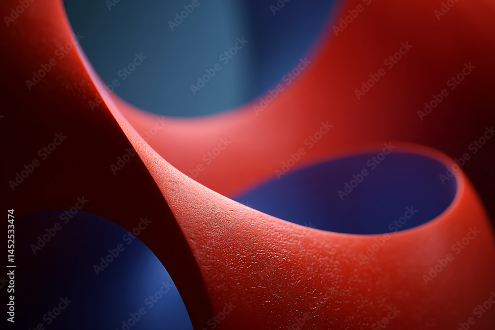 Aufkleber Abstract image of red and blue textured forms creating a dynamic interplay of color and shape, showcasing a modern and artistic design concept