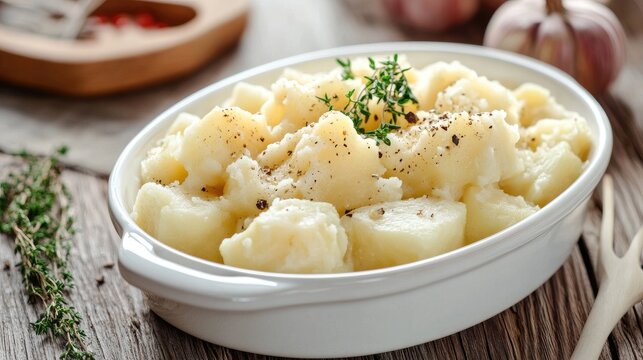 Gr&Atilde;&cent;tin de pomme de terre, plat blanc ovale, gr&Atilde;&cent;tin gr&Atilde;&cent;tin&Atilde;&copy;, cuisine tendance et chicx