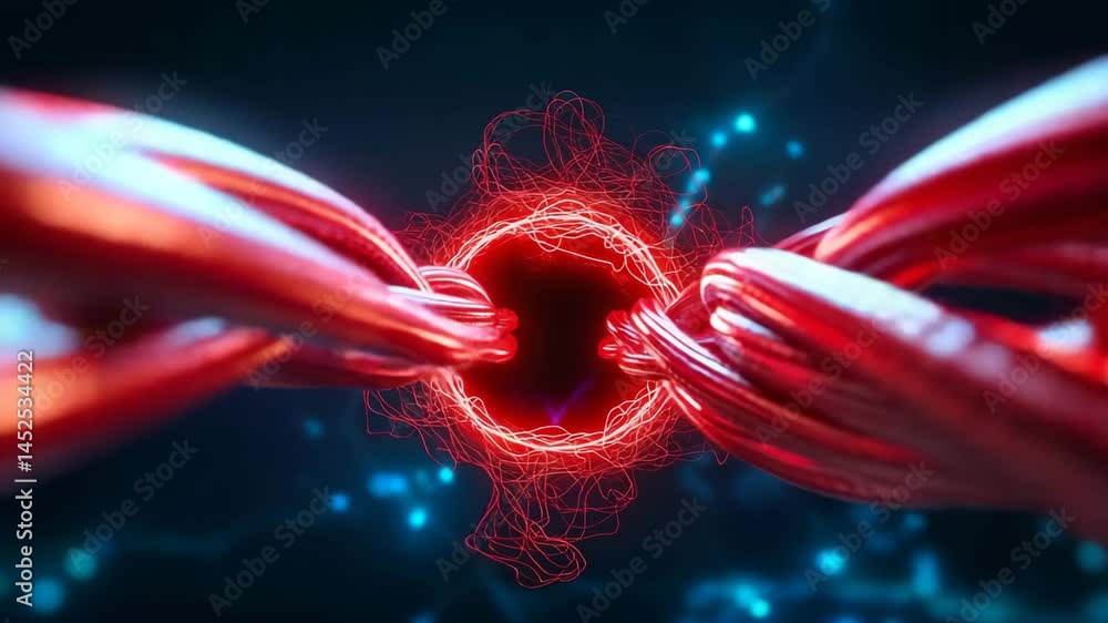 Poster abstract red and blue network connection in digital space