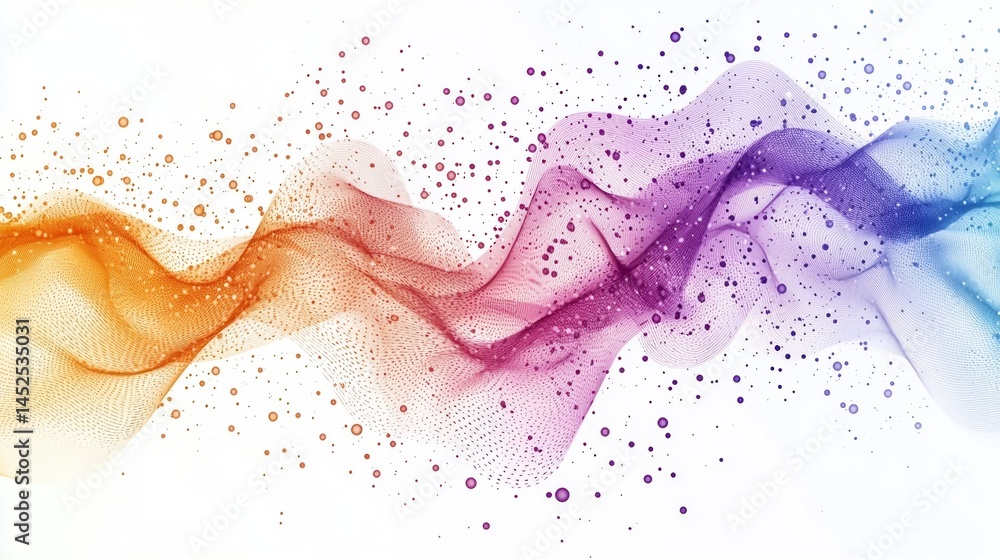 Aufkleber dynamic abstract design featuring vibrant wave-like lines in shades of orange, pink, and purple, wit