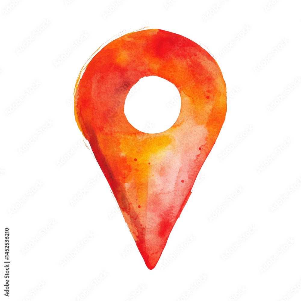Poster Watercolor styled location pointer suggesting travel and mapping adventure isolated against pure space