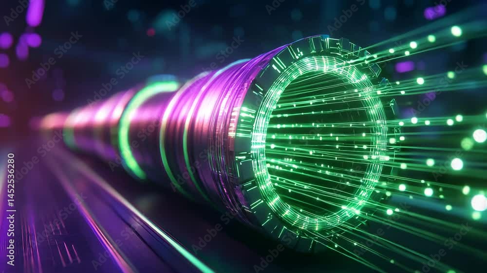 Aufkleber futuristic digital design with colorful light trails and patterns