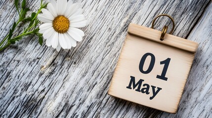 Naklejka premium Wooden Calendar with 