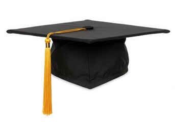 Isolated graduation cap with golden tassel on a white background studio shot