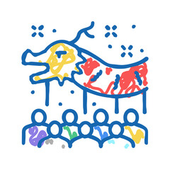 asiatic festive parade icon doodle illustration