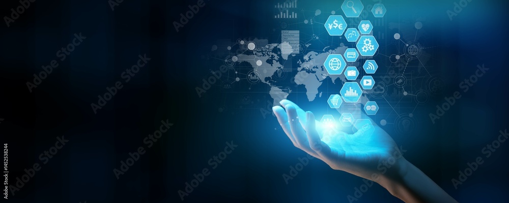 Poster global technology network and digital transformation solutions.