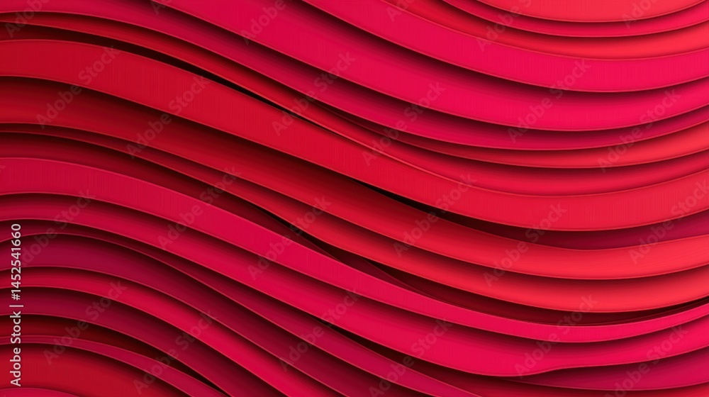 Aufkleber vibrant red wavy patterns with smooth texture and depth effects