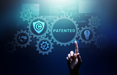 Patented Patent Copyright Law Business technology concept.