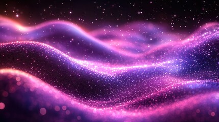 Obraz premium Abstract cosmic waves of shimmering pink and purple particles